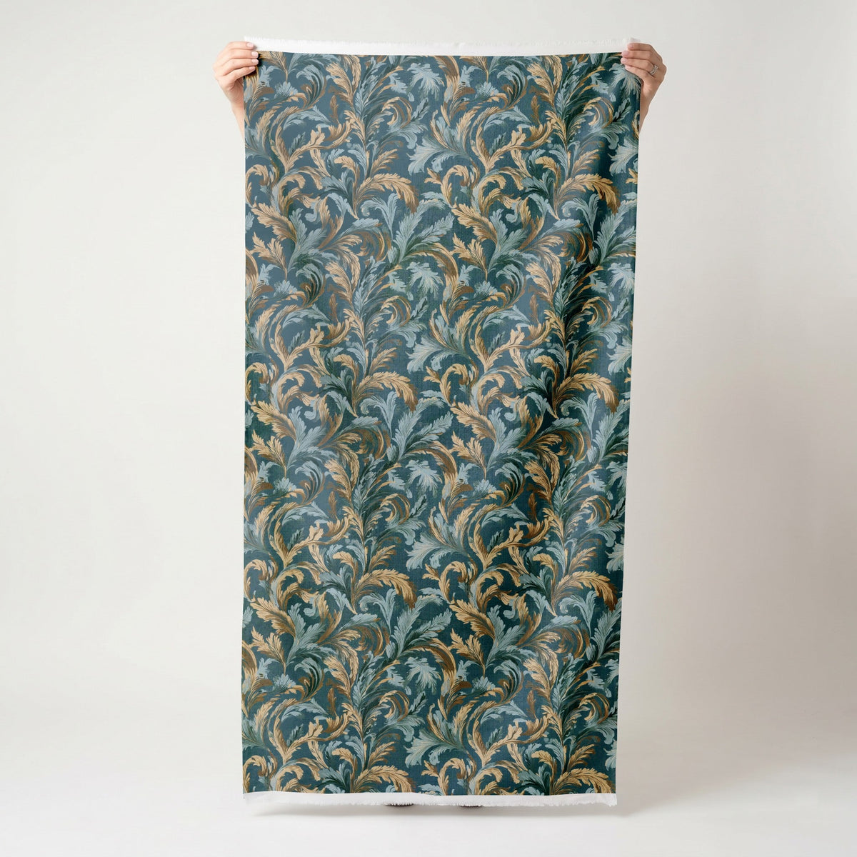Verdigris Plume - Fabric - Painted Paper
