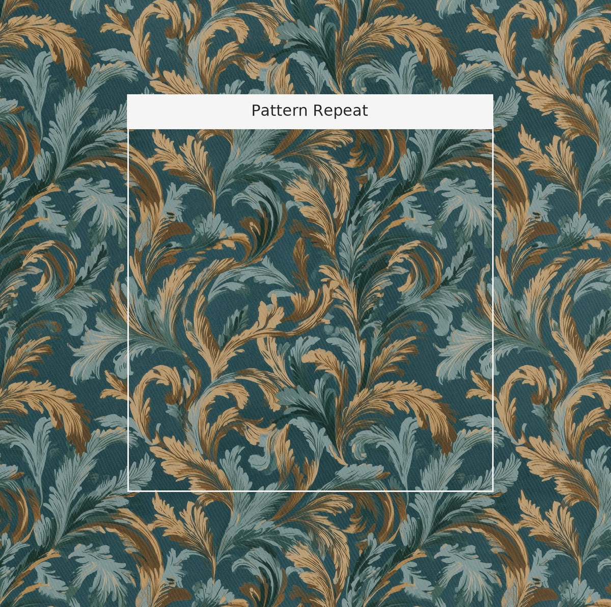 Verdigris Plume - Fabric - Painted Paper