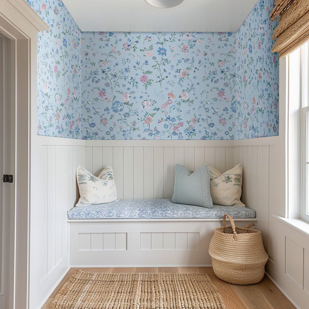 Violet Floral Wallpaper - Painted Paper