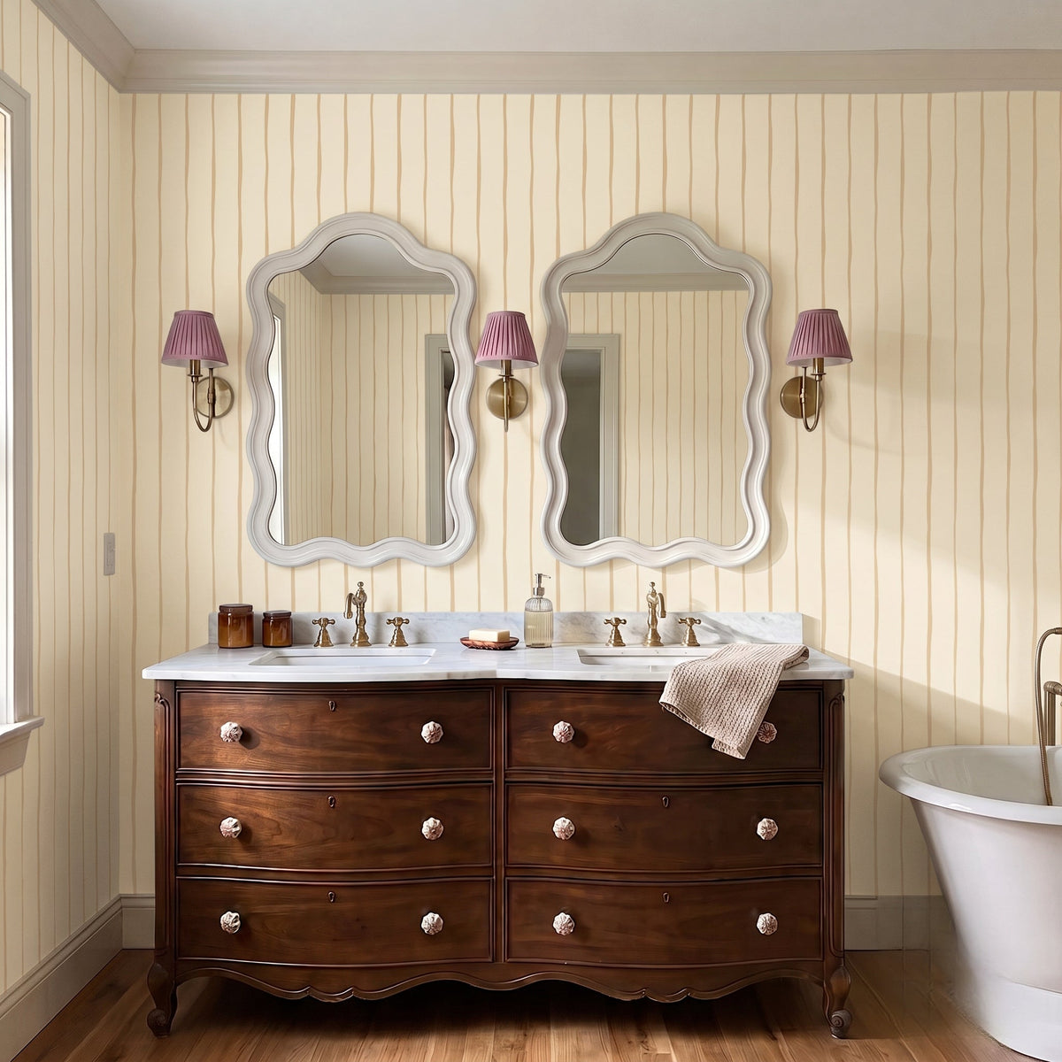 Waterline - Butter Yellow Wallpaper - Painted Paper