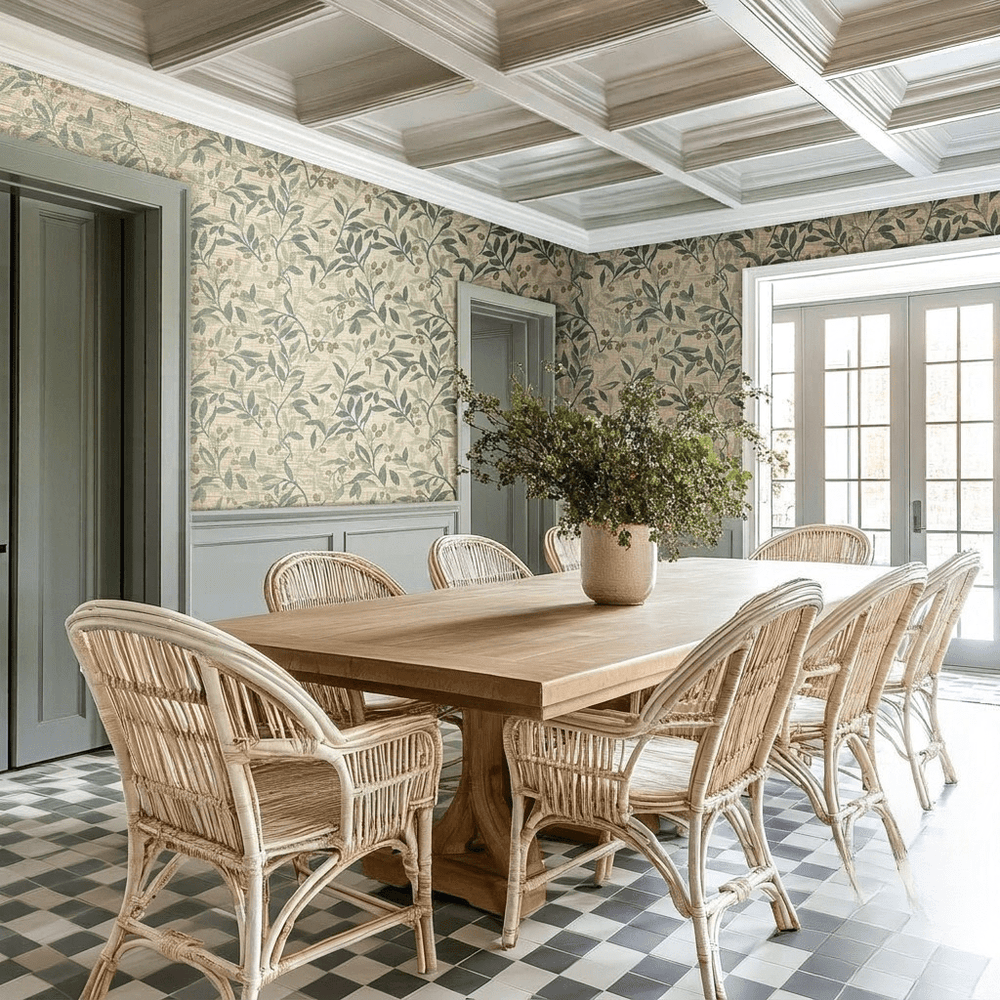 Whispering Vines Faux Grasscloth Wallpaper - Painted Paper