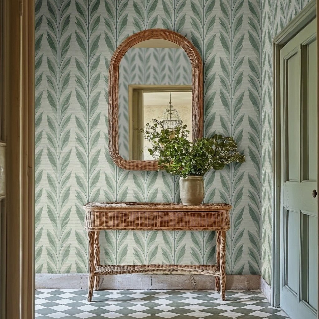 Willow Breeze Faux Grasscloth Wallpaper - Painted Paper