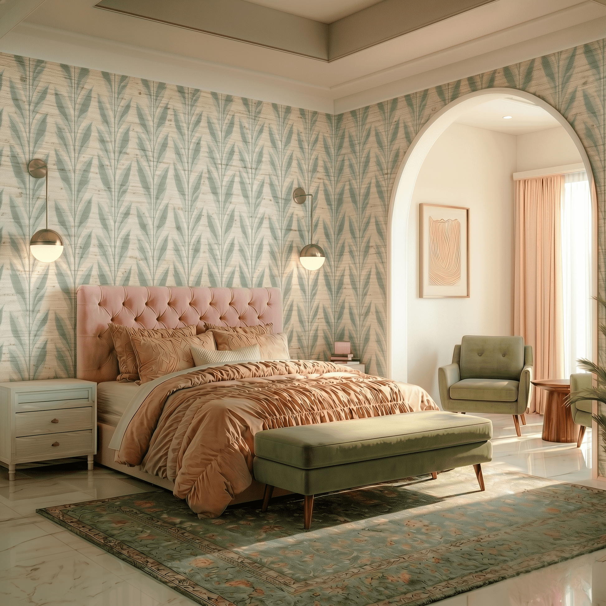 Willow Breeze Faux Grasscloth Wallpaper - Painted Paper