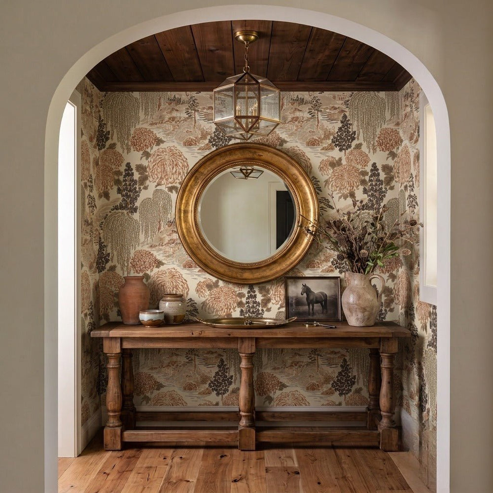 Willow Pagoda Wallpaper - Painted Paper