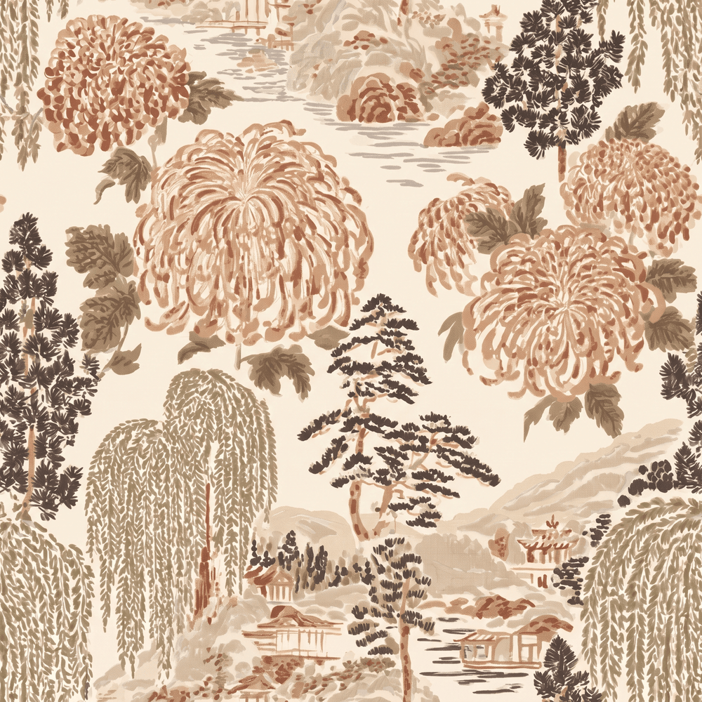 Willow Pagoda Wallpaper - Painted Paper