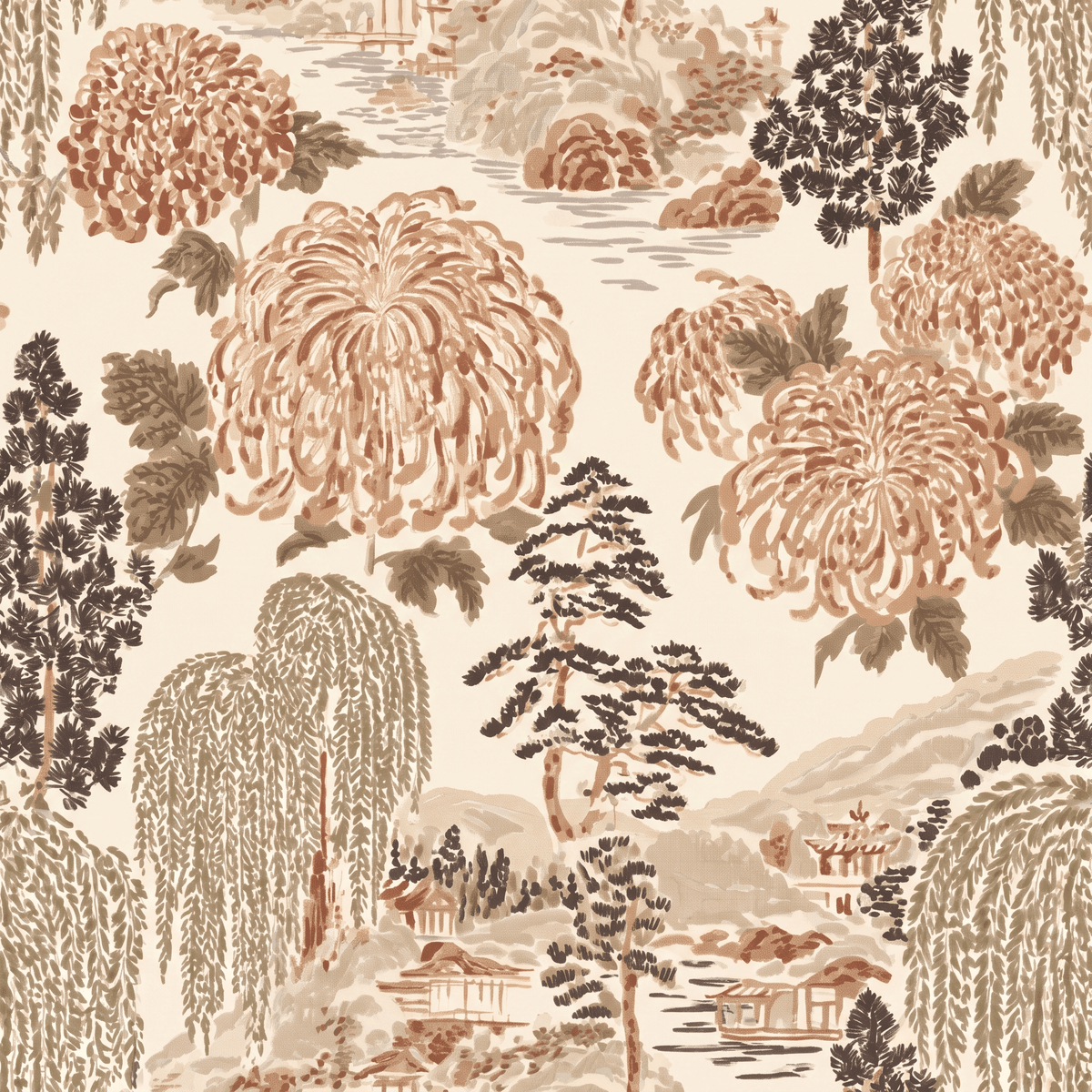 Willow Pagoda Wallpaper - Painted Paper