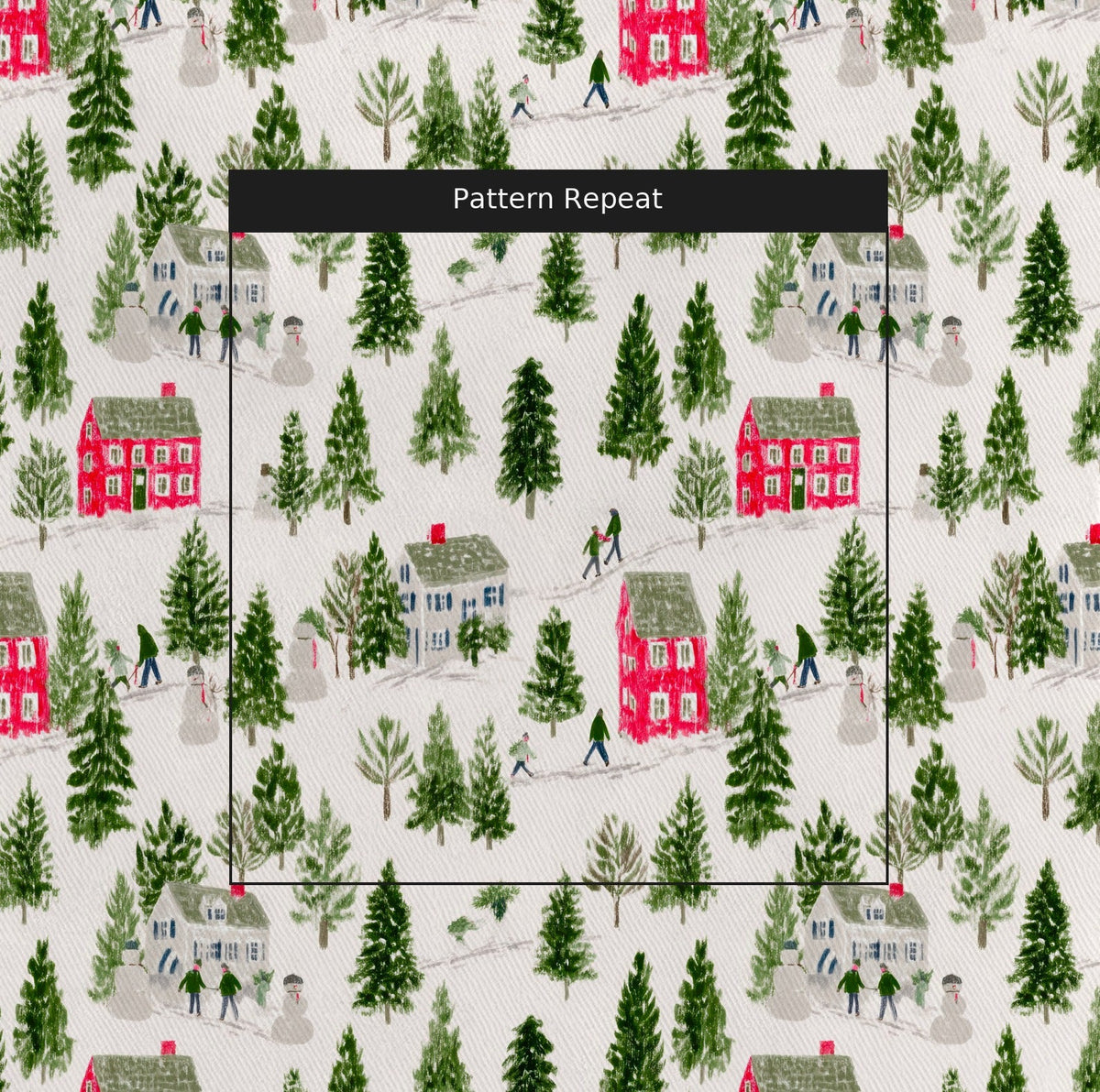 Winter Village - Fabric - Painted Paper