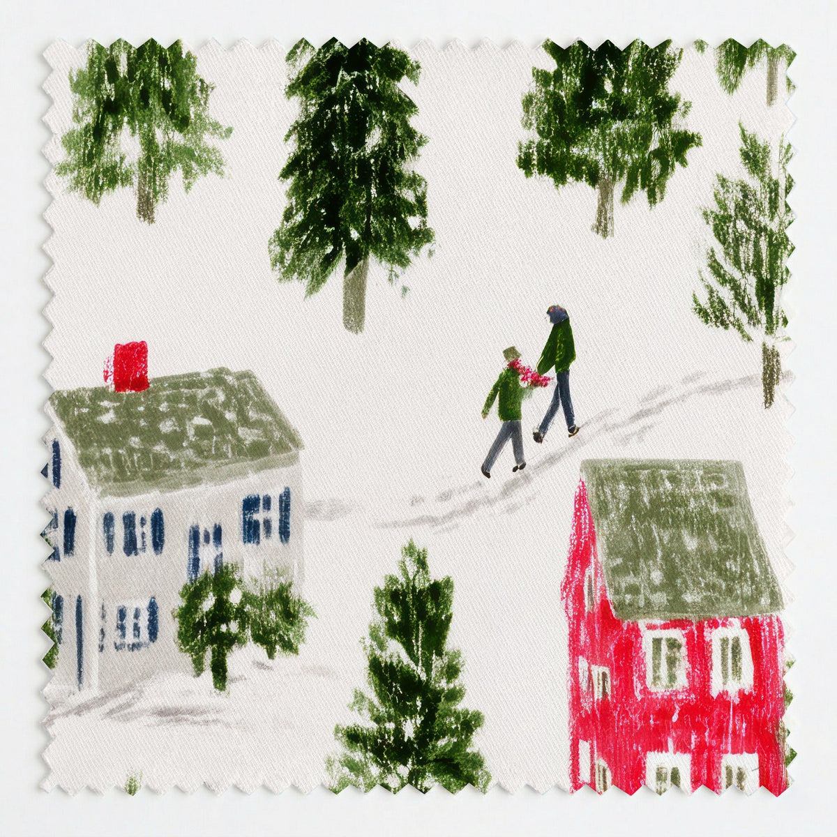Winter Village - Fabric - Painted Paper