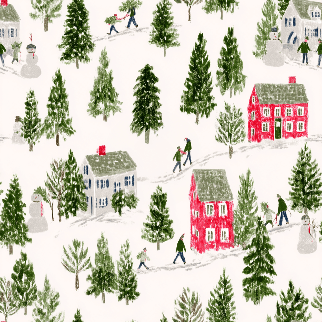 Winter Village Wallpaper - Painted Paper