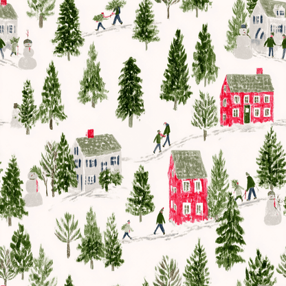Winter Village Wallpaper - Painted Paper
