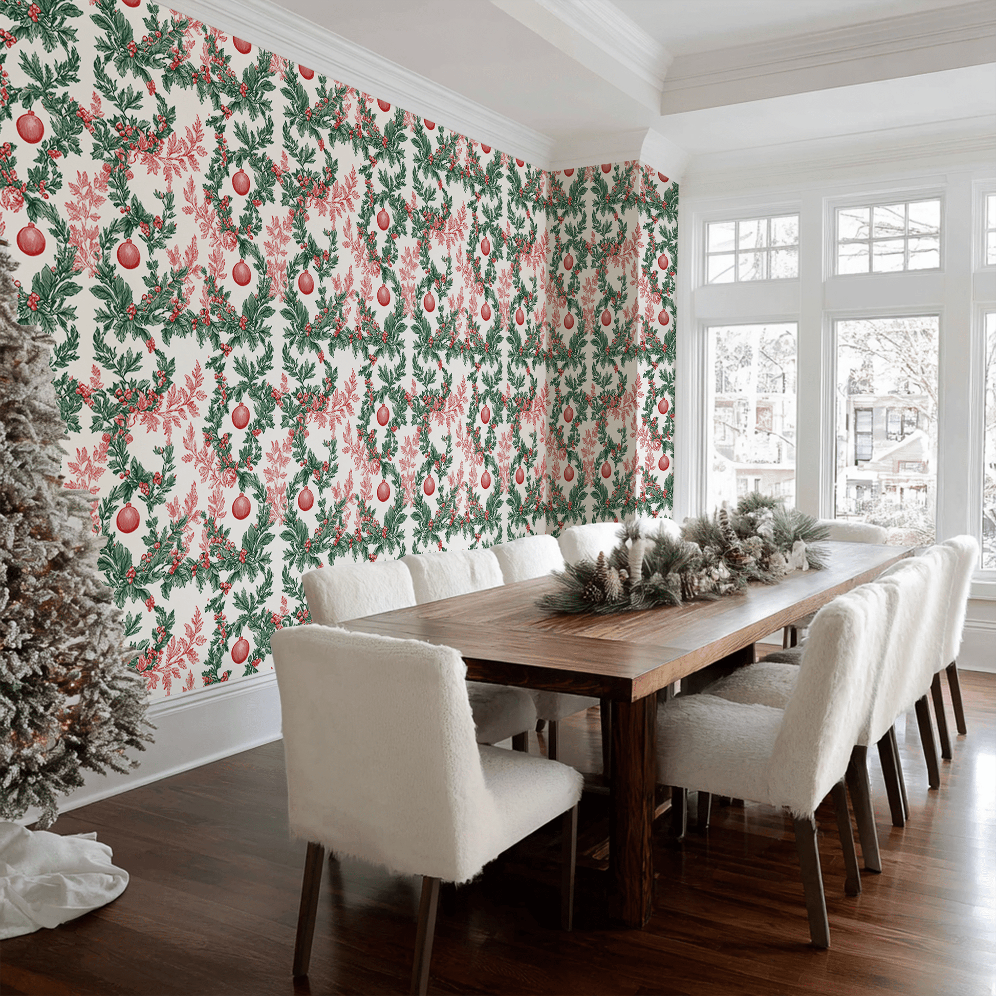 Winters Garland Wallpaper - Painted Paper