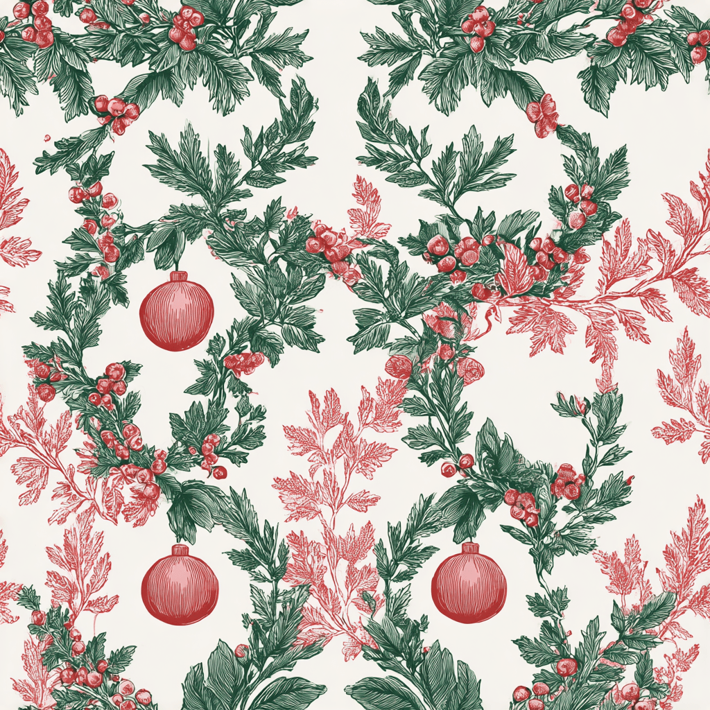 Winters Garland Wallpaper - Painted Paper