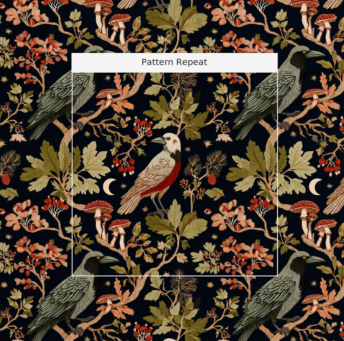 Woodland Aviary - Fabric - Painted Paper