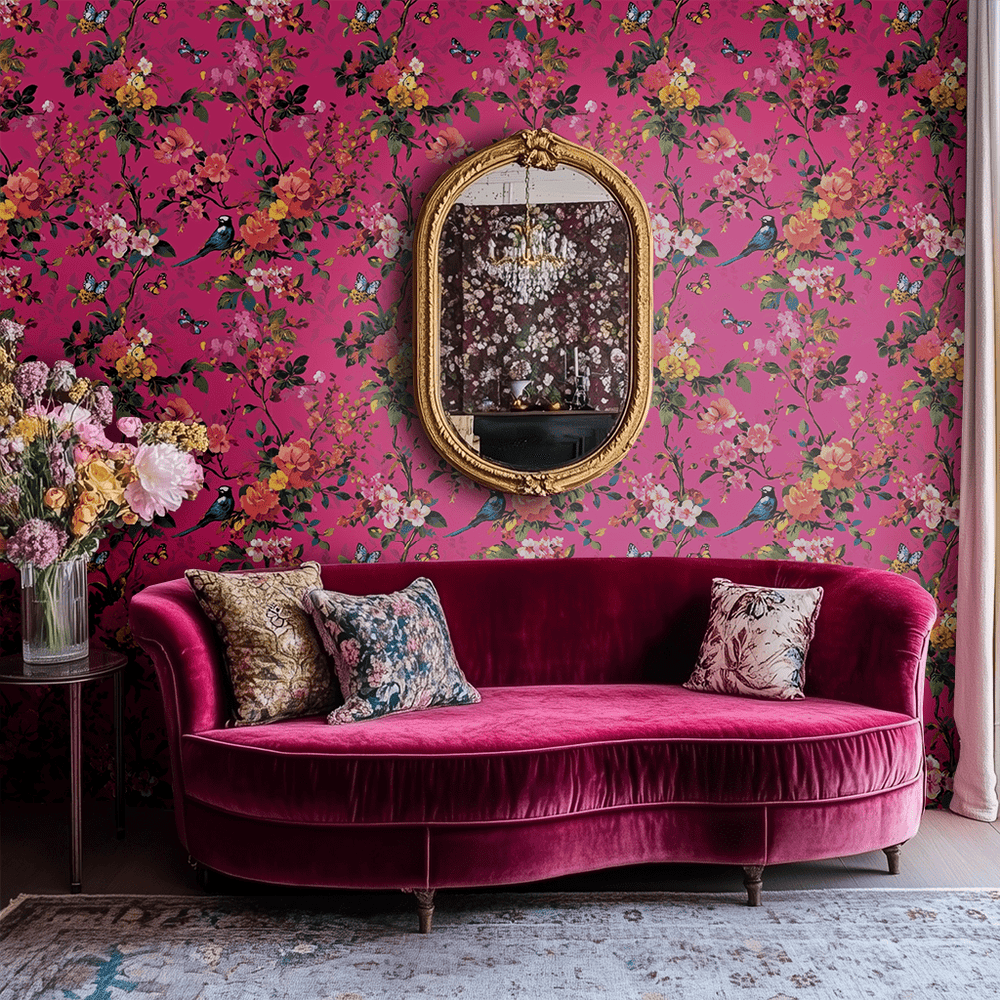 Zinnia Wallpaper - Painted Paper