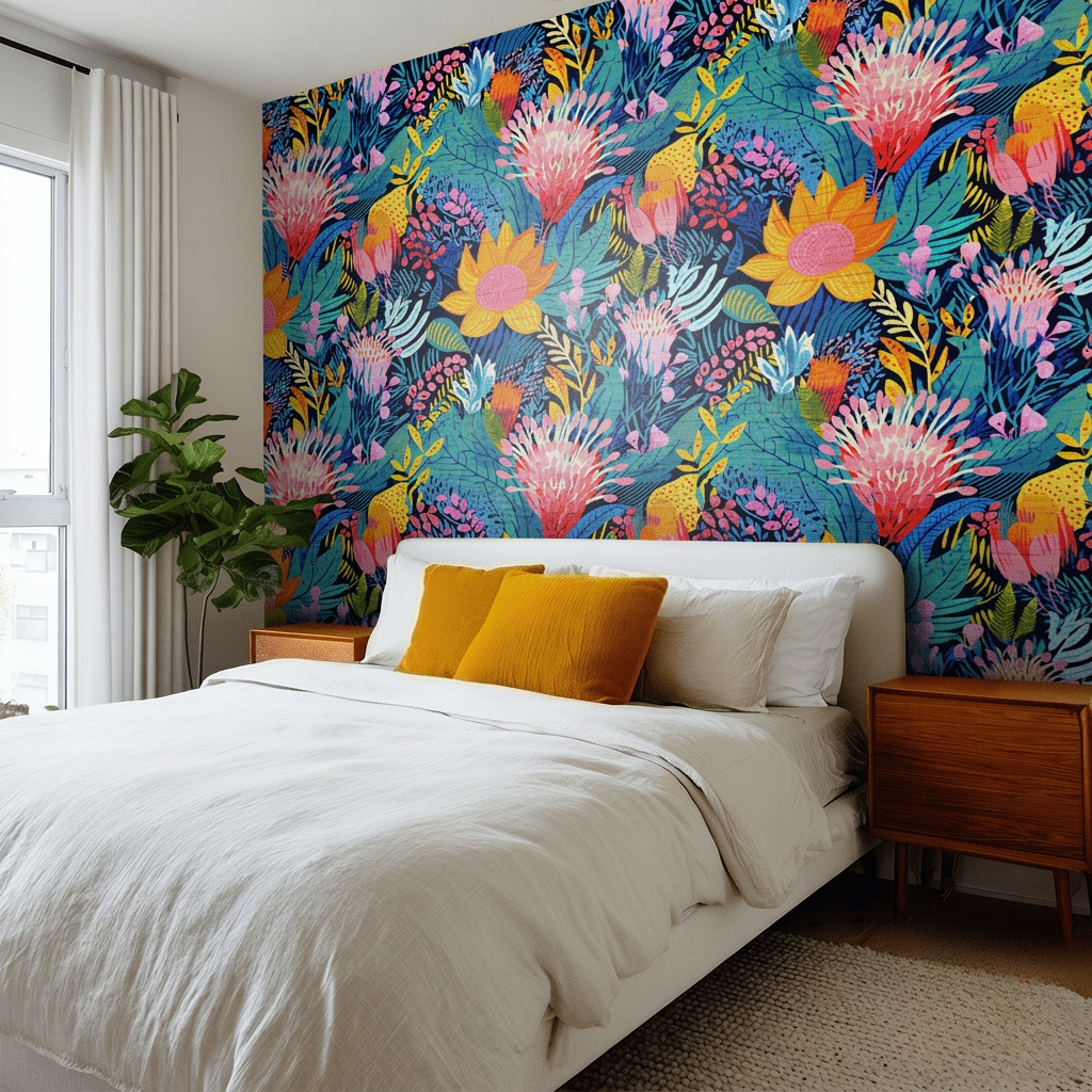 Zuri Floral Faux Grasscloth Wallpaper - Painted Paper