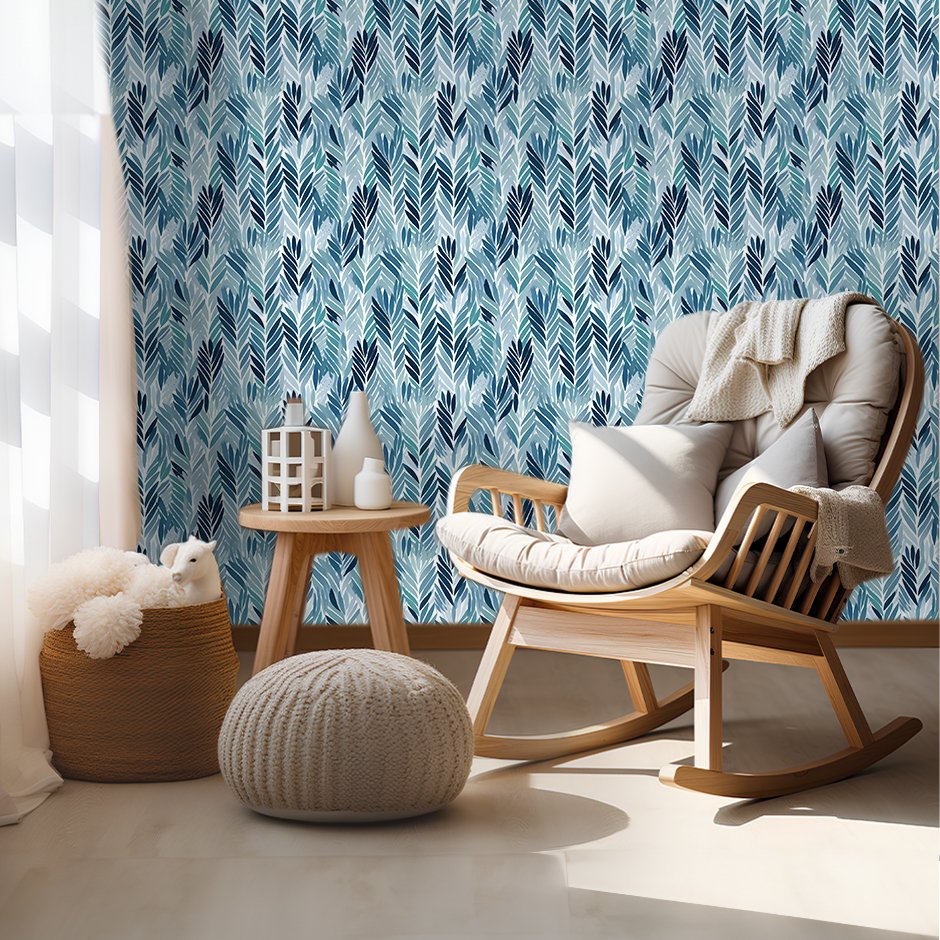 Bertie Blue Wallpaper - Painted Paper