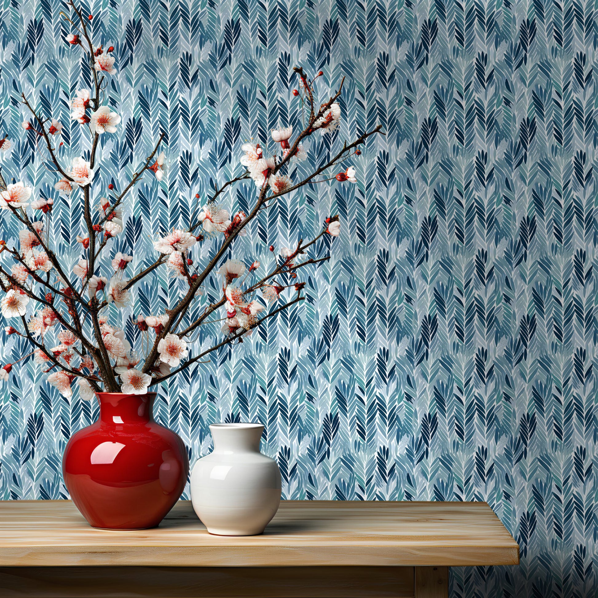 Bertie Blue Wallpaper - Painted Paper