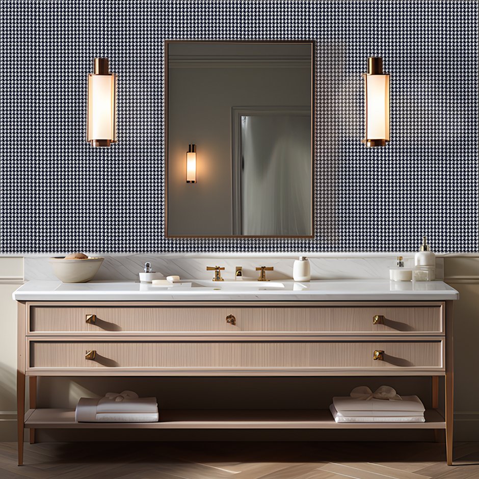 Blue Houndstooth Wallpaper - Painted Paper