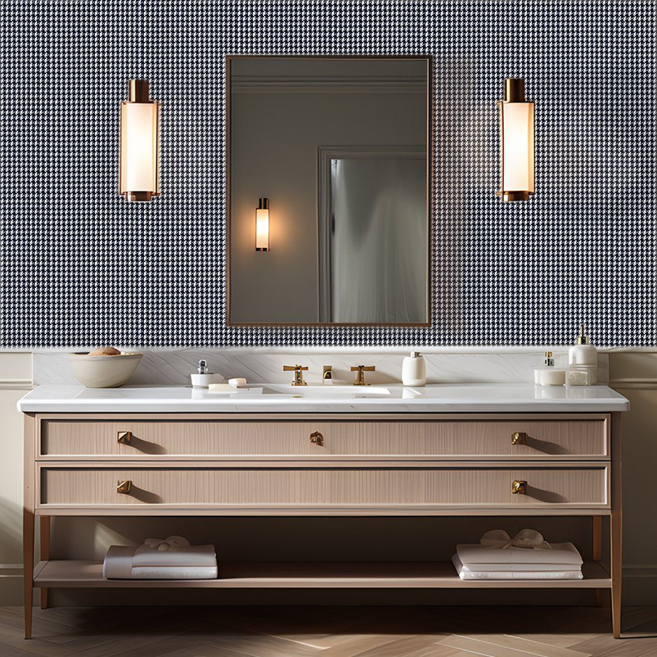 Blue Houndstooth Wallpaper - Painted Paper