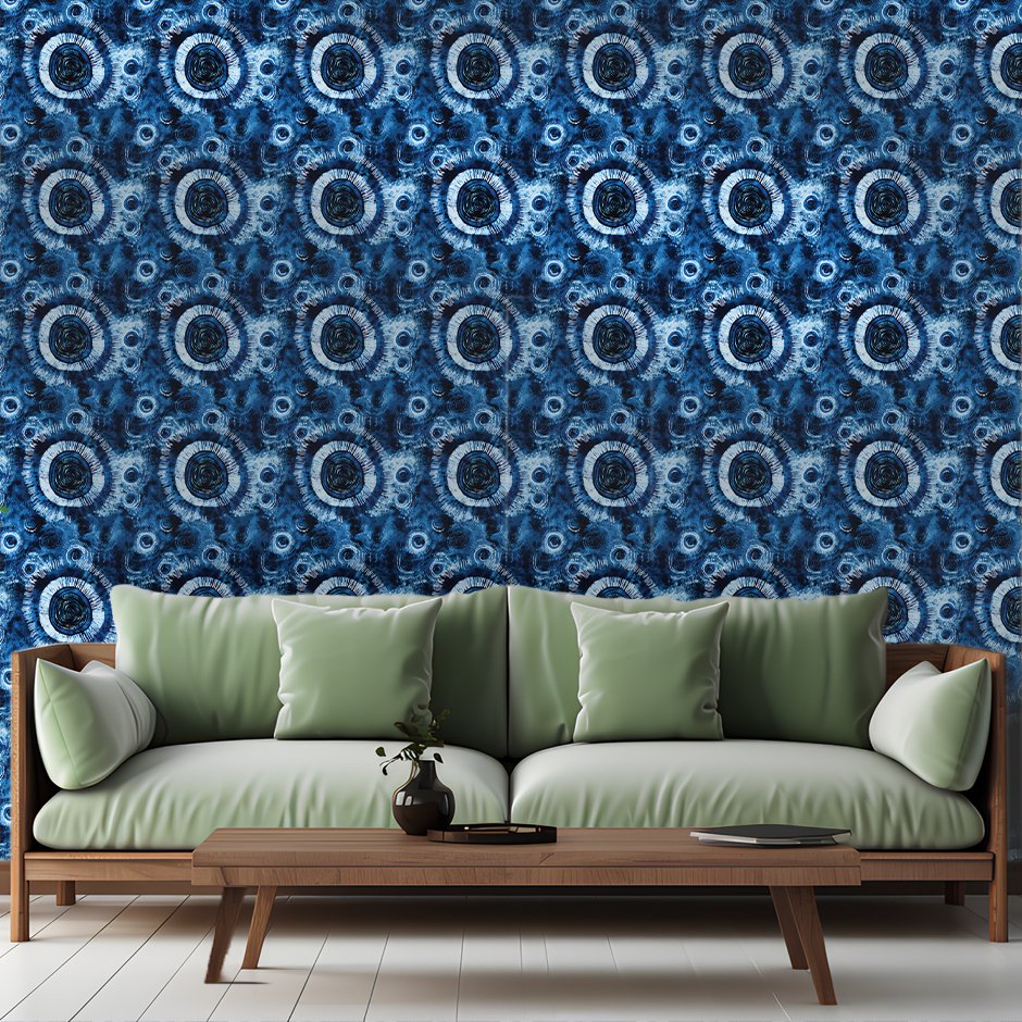 Blue Solar Swirl Wallpaper - Painted Paper