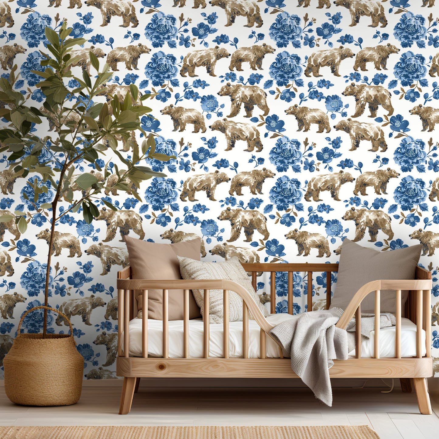 Boreal Blooms & Bears Wallpaper - Painted Paper