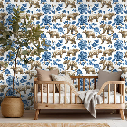 Boreal Blooms & Bears Wallpaper - Painted Paper