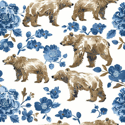 Boreal Blooms & Bears Wallpaper - Painted Paper