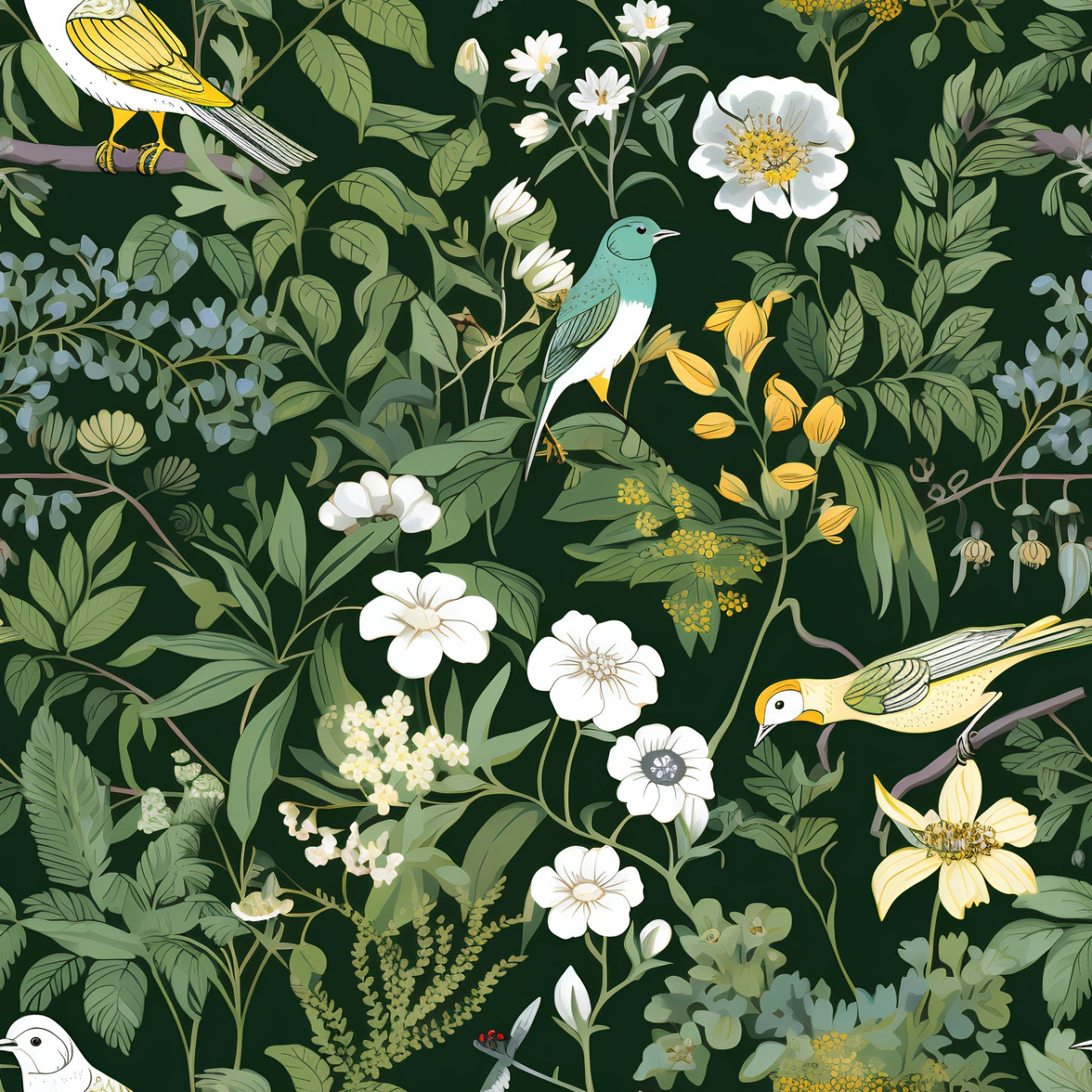 Forest Birds Wallpaper - Painted Paper