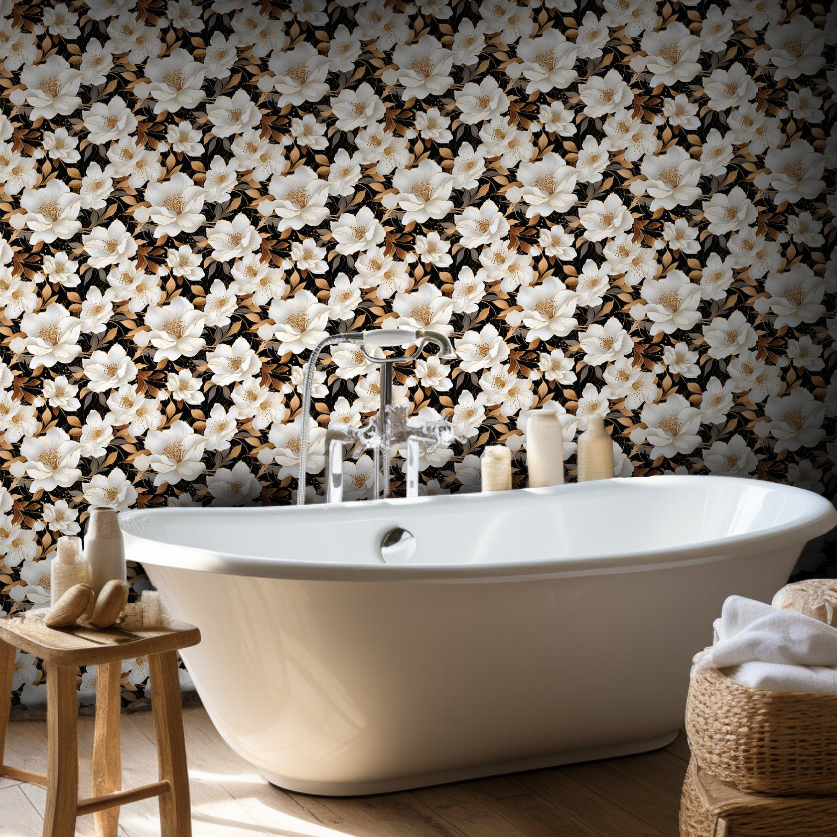 Golden Bloom Wallpaper – Painted Paper