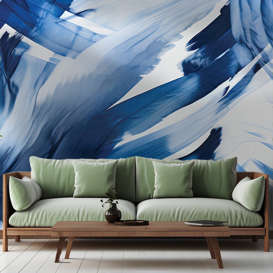 Isla Azure Flow Mural – Painted Paper