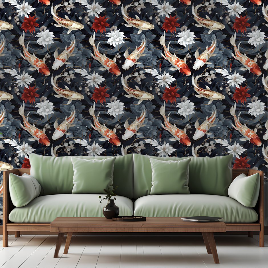 Koi Serenity Wallpaper - Painted Paper
