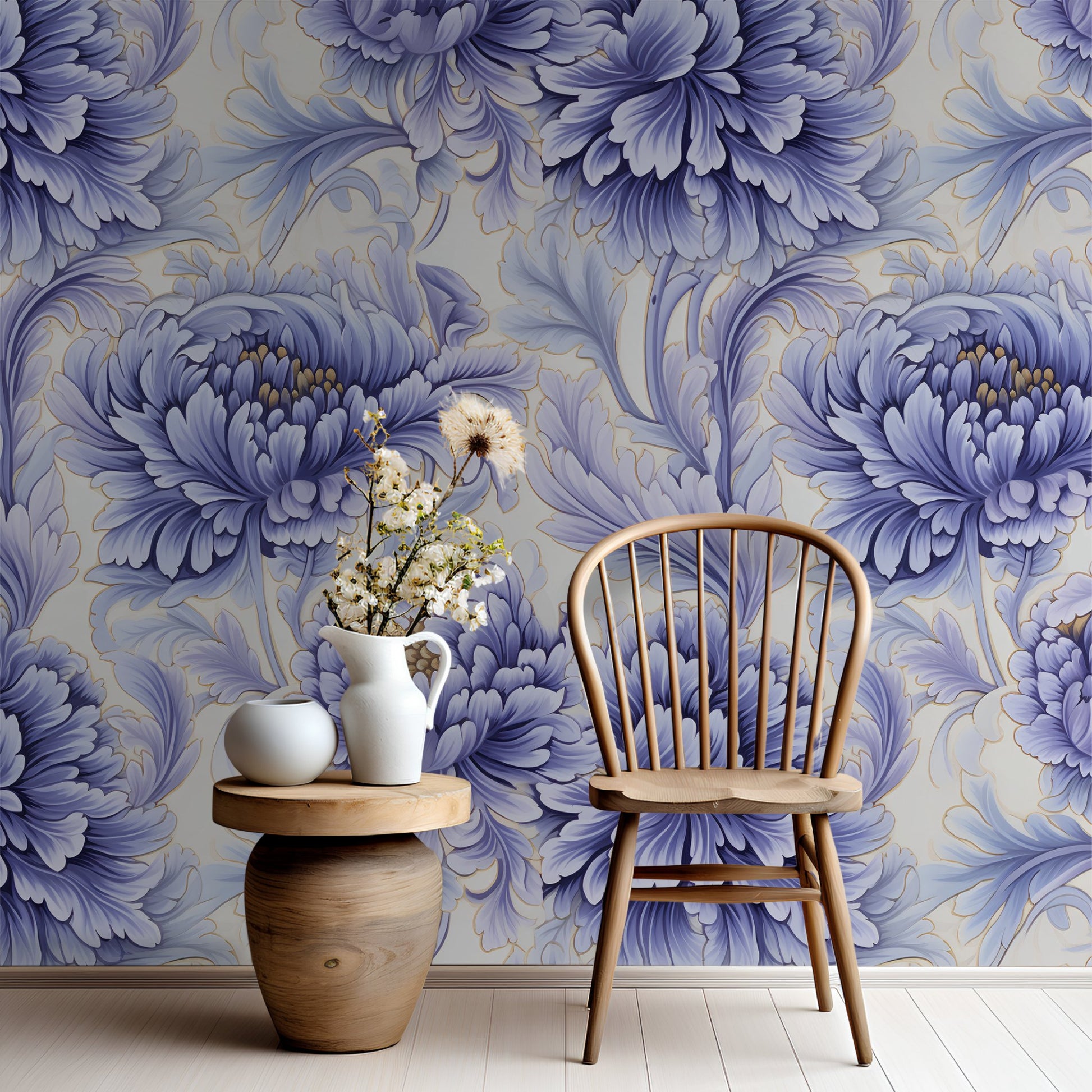 Lilia Neo Classical Blossoms Wallpaper - Painted Paper