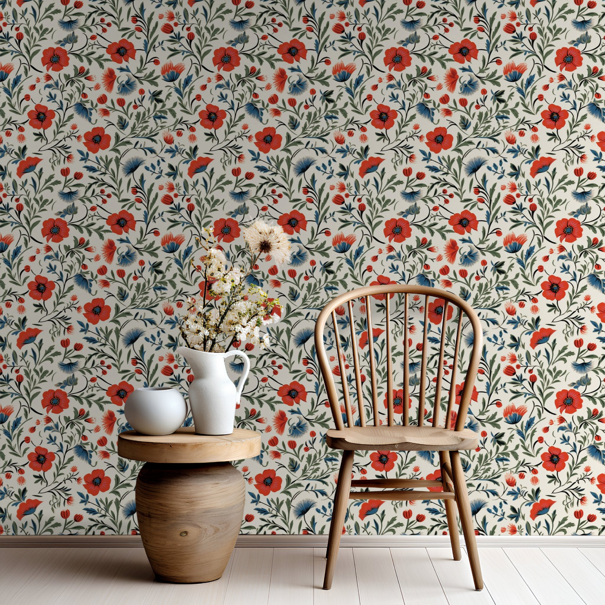 Shiloh Floral Wallpaper - Painted Paper