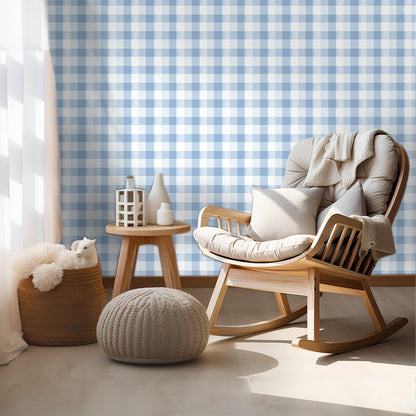 Sky Plaid Wallpaper - Painted Paper