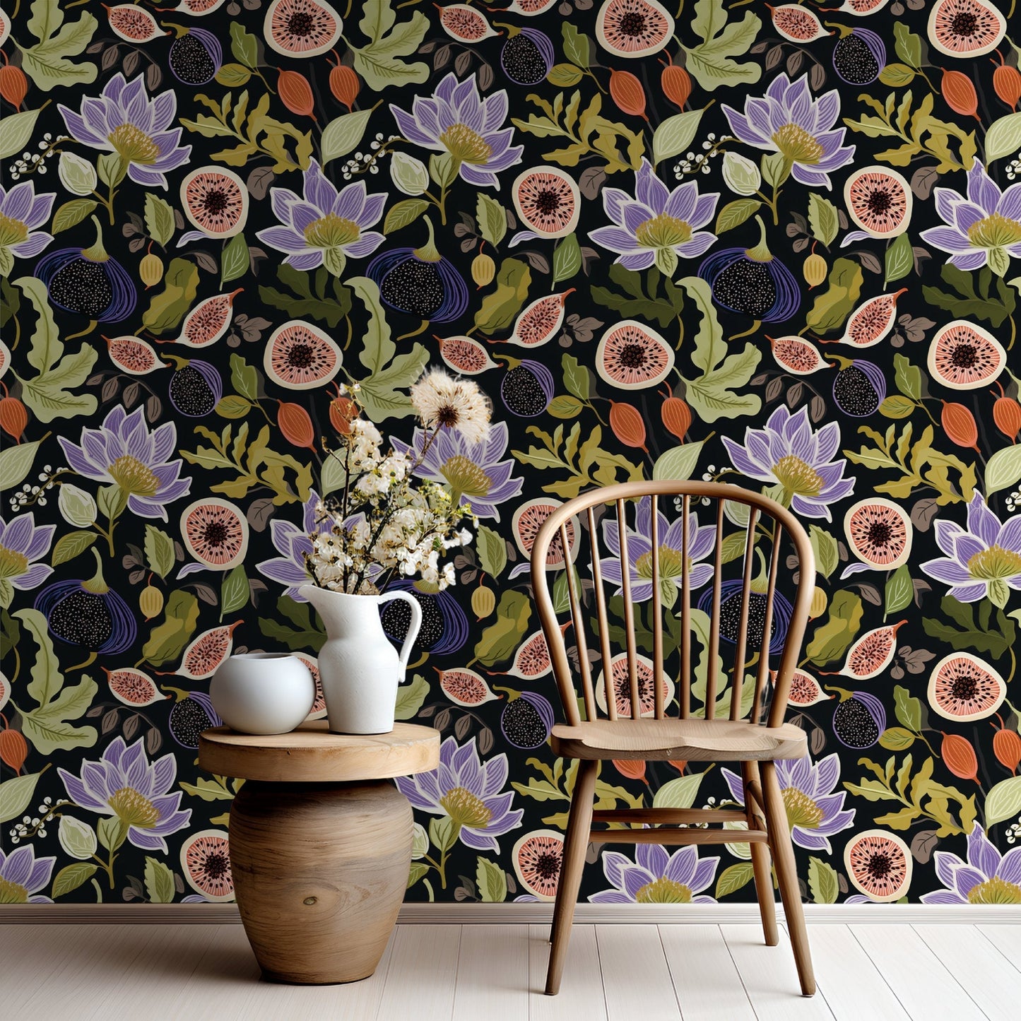 Sloane Fig Floral Wallpaper - Painted Paper